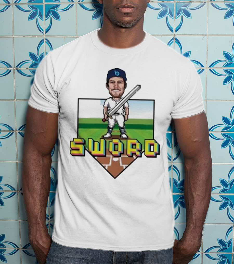 Pixelated Baseball Player Sword Bauer Outage T-Shirt