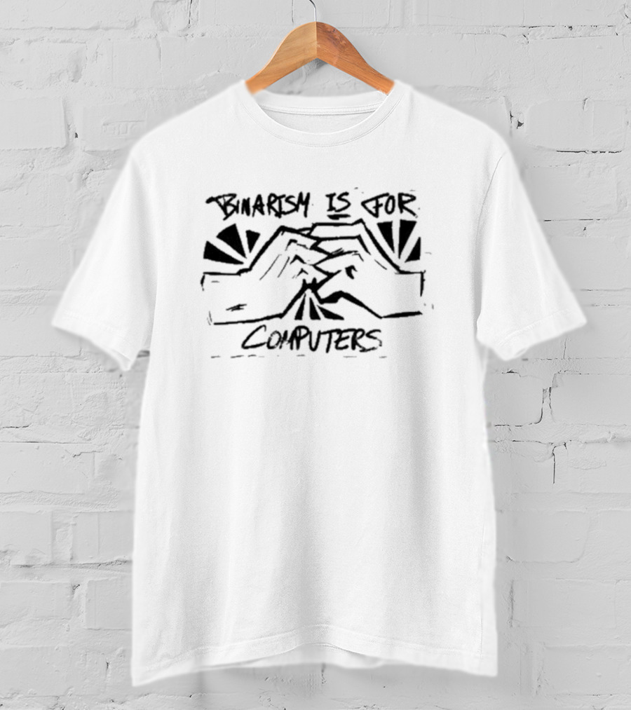 Binarism Is For Computers Skeleton Meditating  T-Shirt