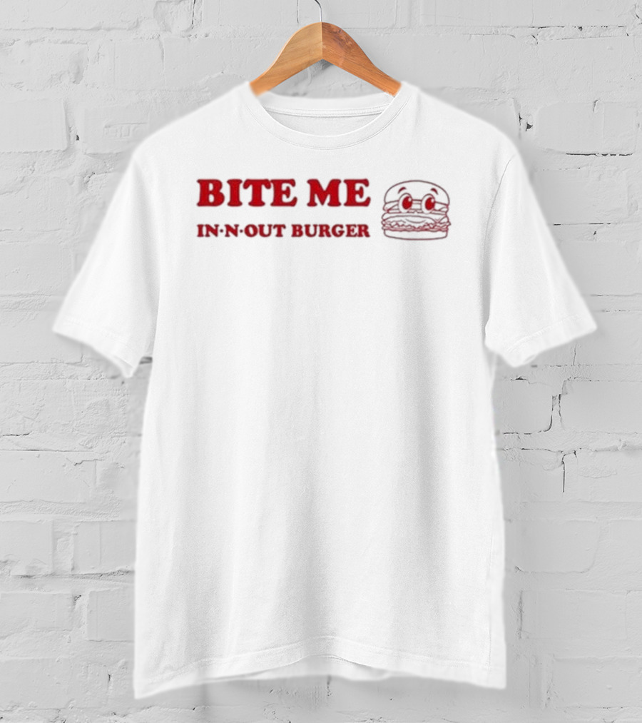 Bite Me In N Out Burger Funny Hamburger Sketch T-Shirt