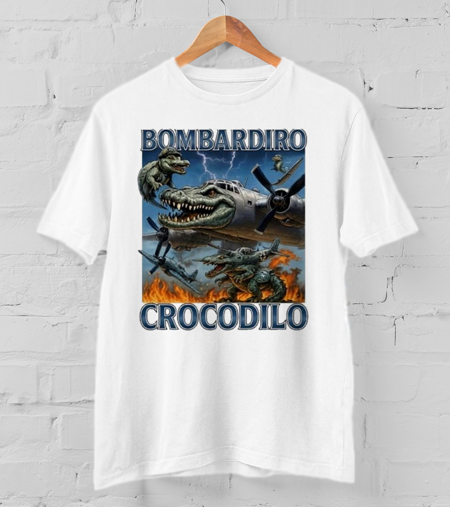 Bombardiro Crocodilo Italian Brainrot Meme Airplane Crocodile Battle T-Shirt