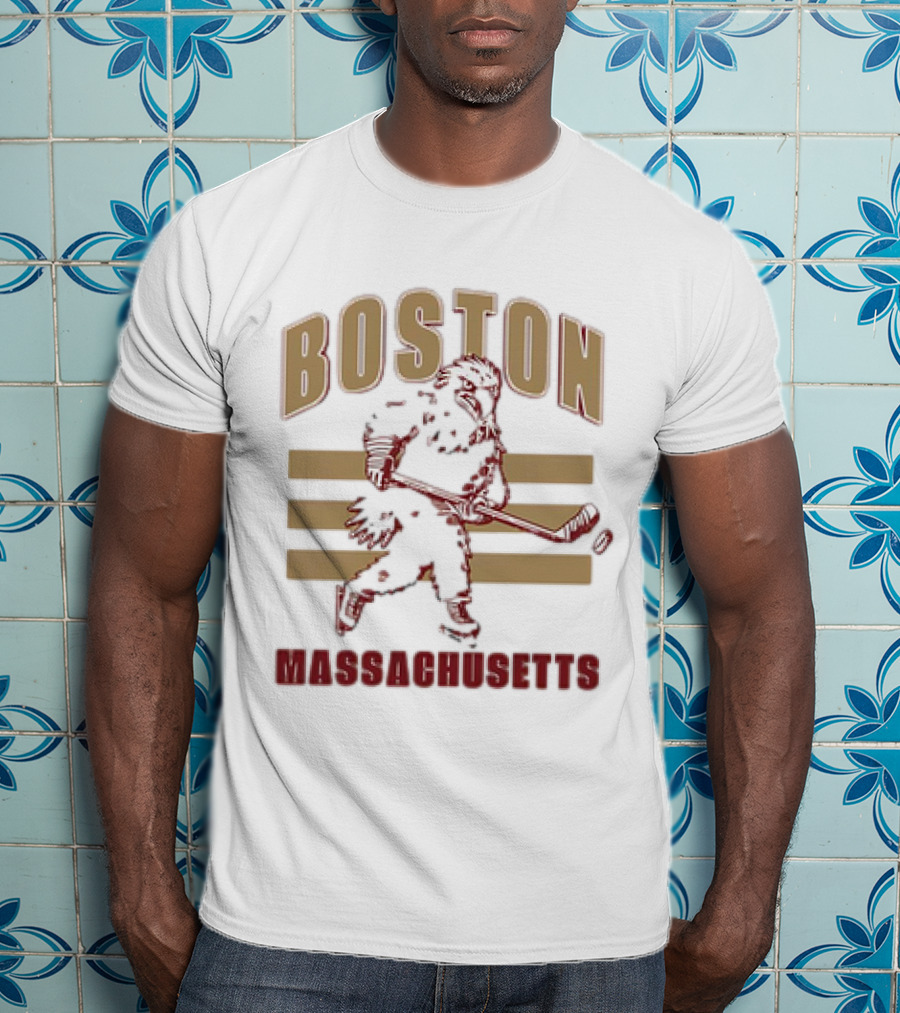Boston Massachusetts Hockey Mascot Skater T-Shirt