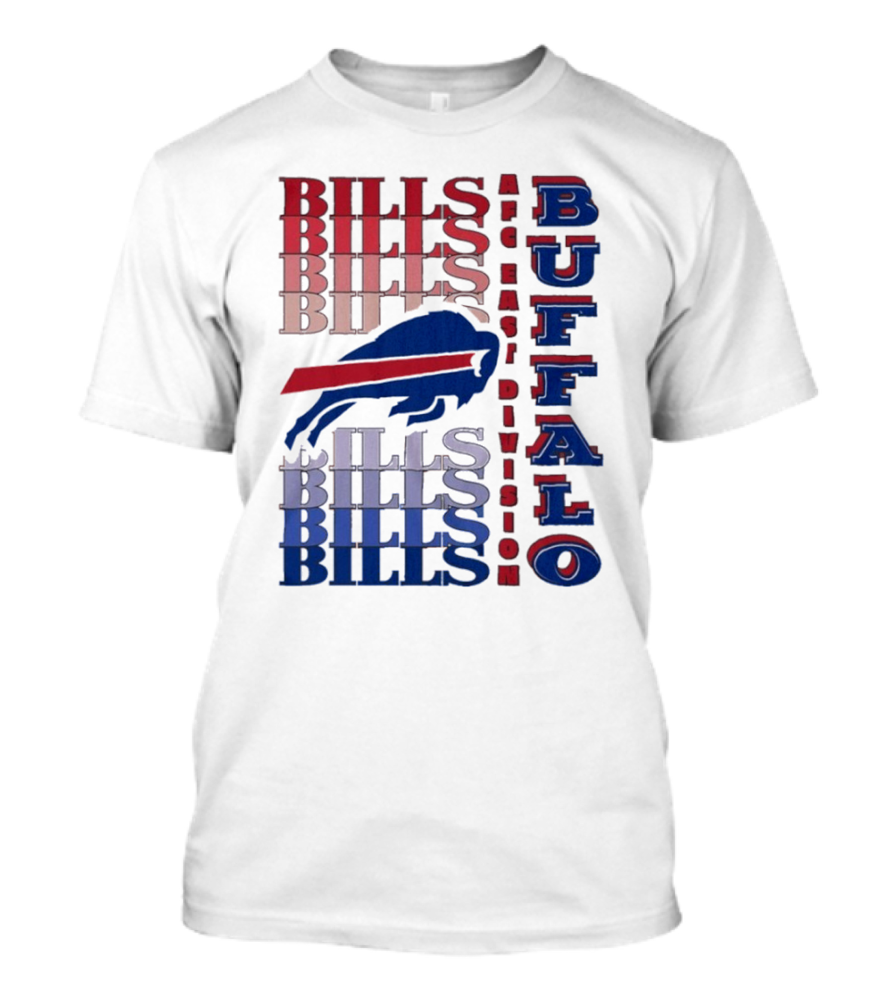 Buffalo Bills AFC East Division Bills Repeated Blue And Red Text T-Shirt