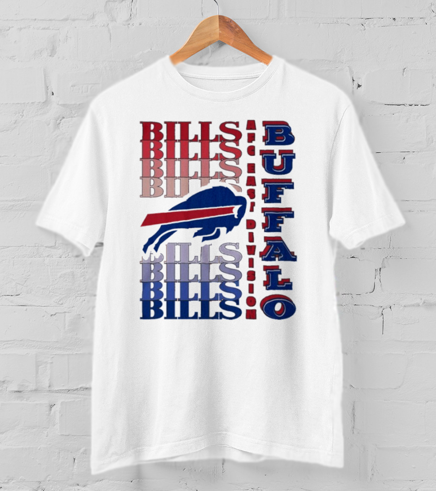 Buffalo Bills AFC East Division Bills Repeated Blue And Red Text T-Shirt