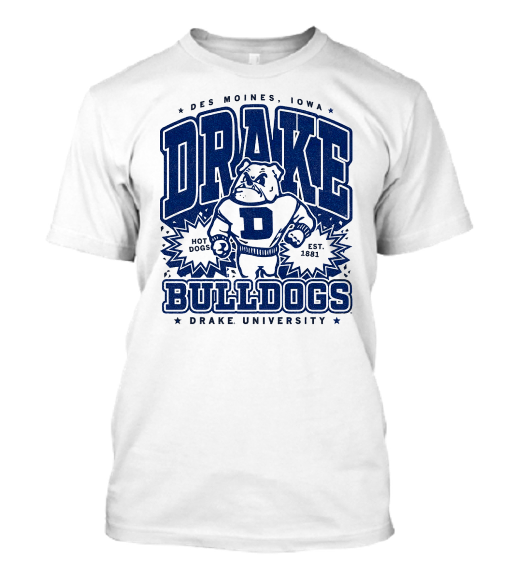 Des Moines Iowa Drake University Bulldogs Mascot Hot Dogs Est 1881 T-Shirt
