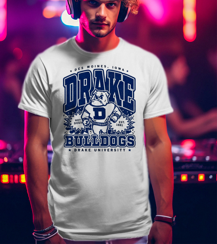 Des Moines Iowa Drake University Bulldogs Mascot Hot Dogs Est 1881 T-Shirt