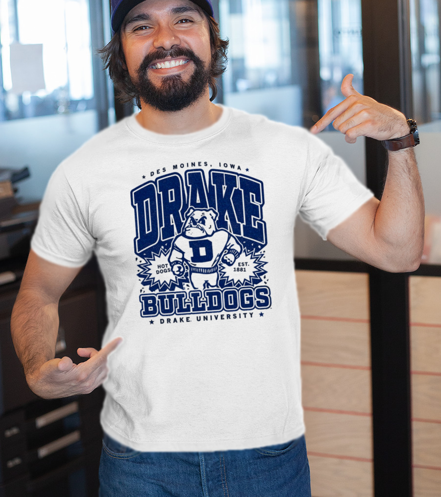 Des Moines Iowa Drake University Bulldogs Mascot Hot Dogs Est 1881 T-Shirt
