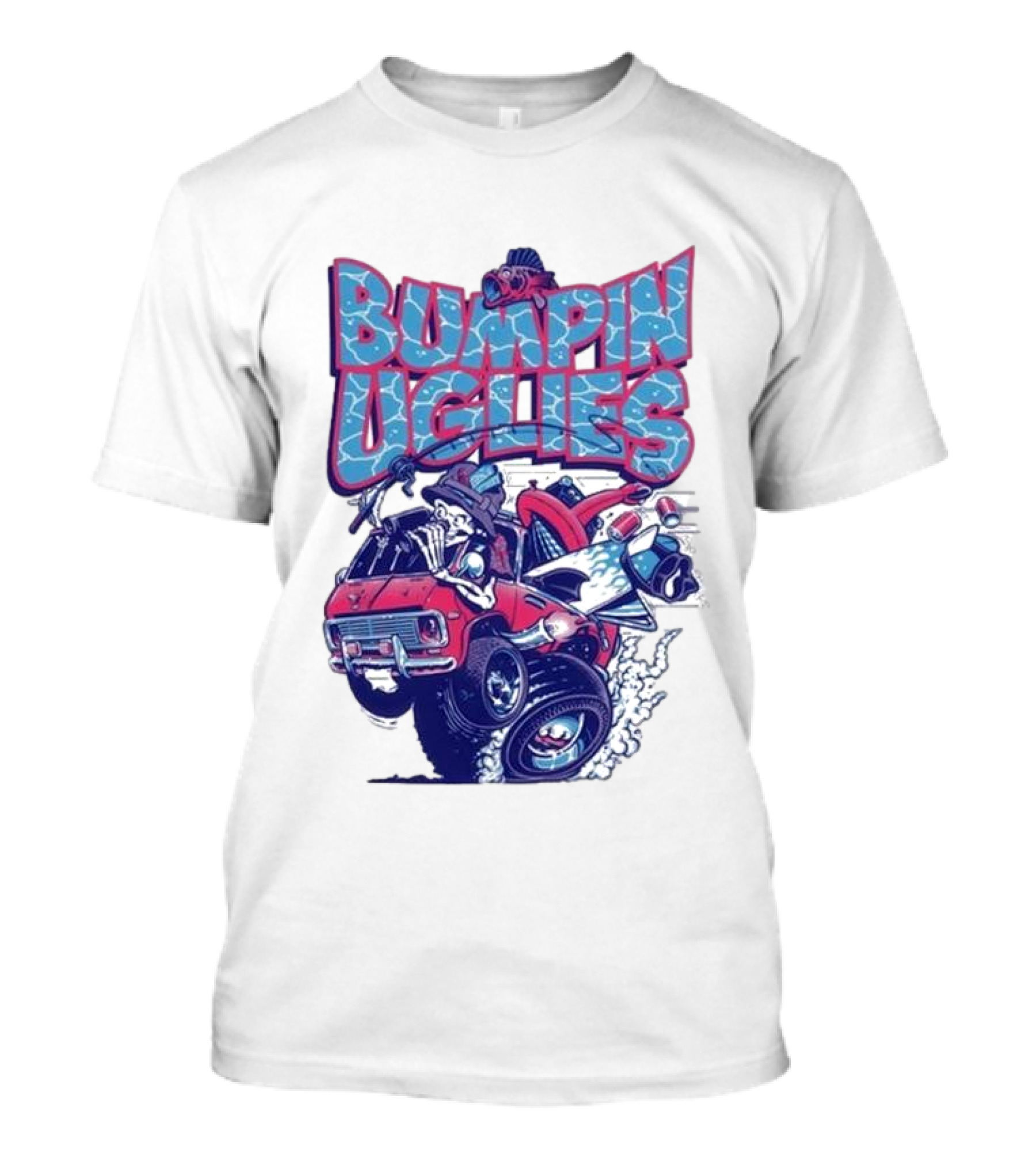 "Bumpin Uglies Red Truck With Fish Cartoon" T-Shirt