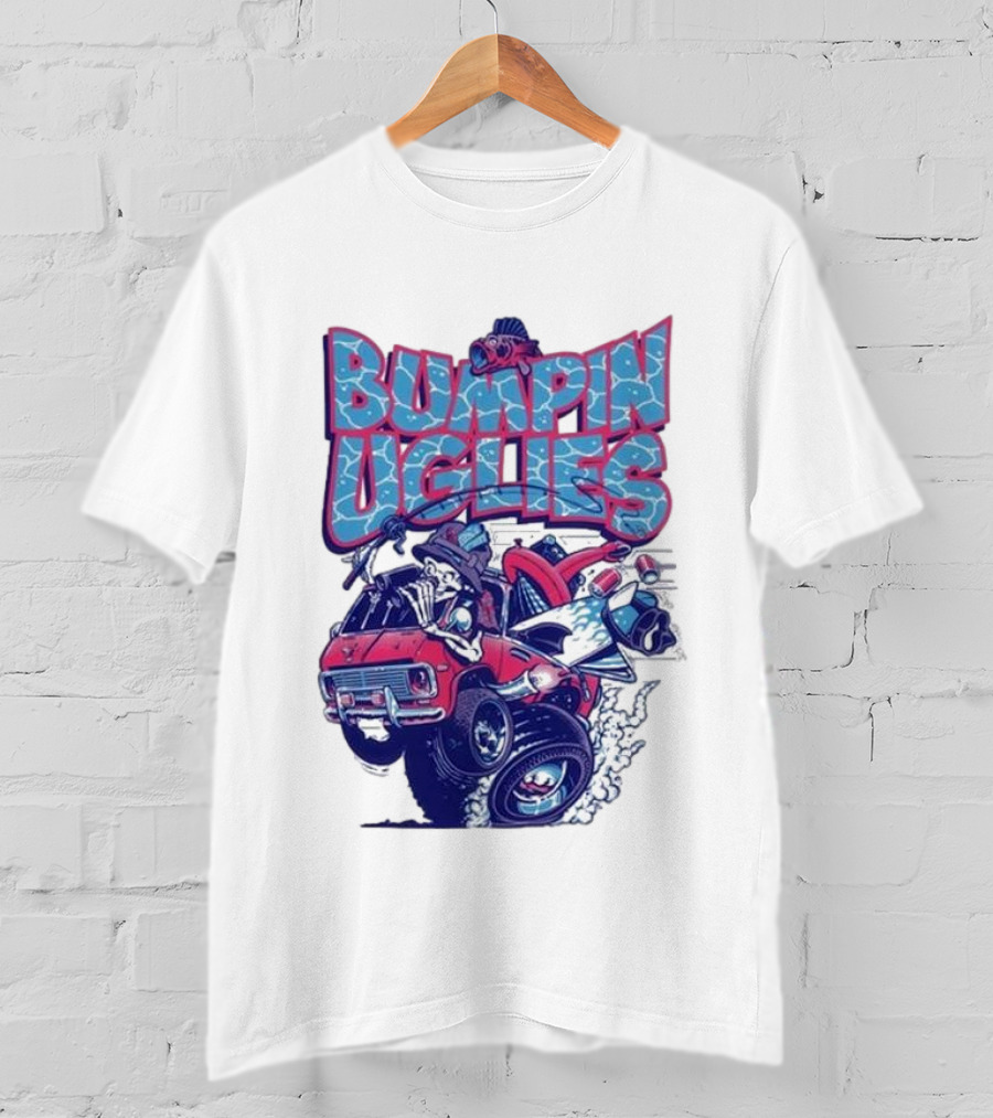 "Bumpin Uglies Red Truck With Fish Cartoon" T-Shirt