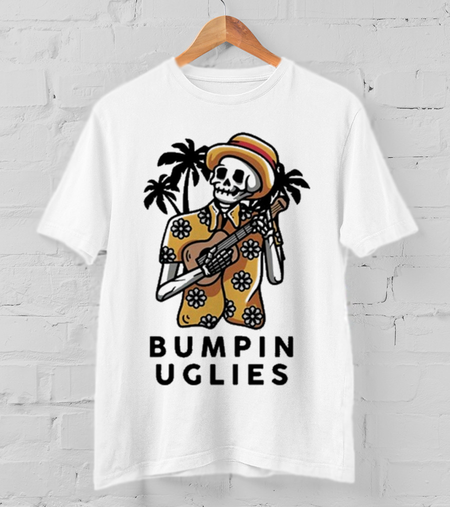 Bumpin Uglies Skeleton Playing Ukulele In Hawaiian T-Shirt