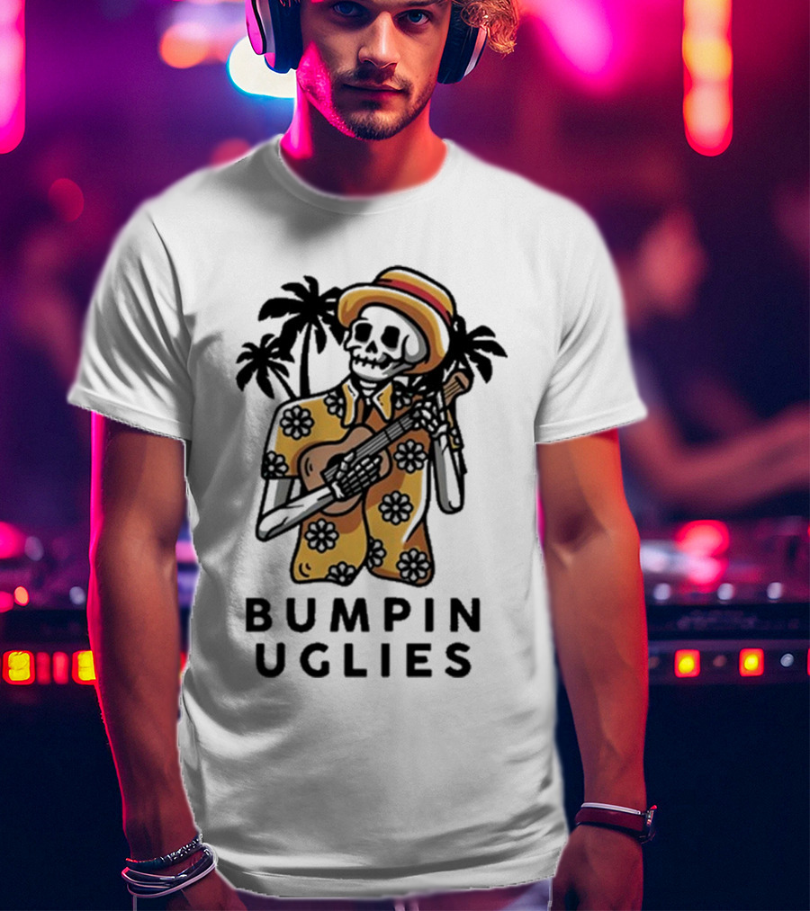 Bumpin Uglies Skeleton Playing Ukulele In Hawaiian T-Shirt