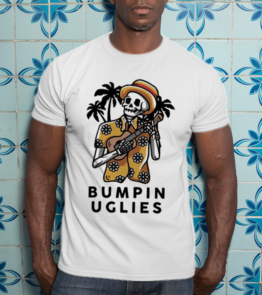 Bumpin Uglies Skeleton Playing Ukulele In Hawaiian T-Shirt