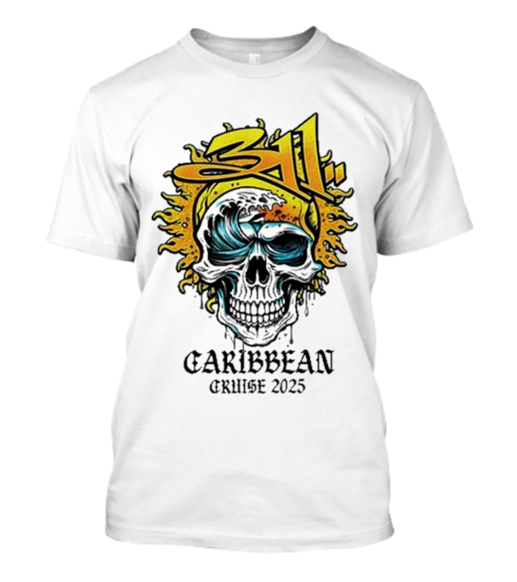 311 Caribbean Cruise 2025 Skull Wave T-Shirt