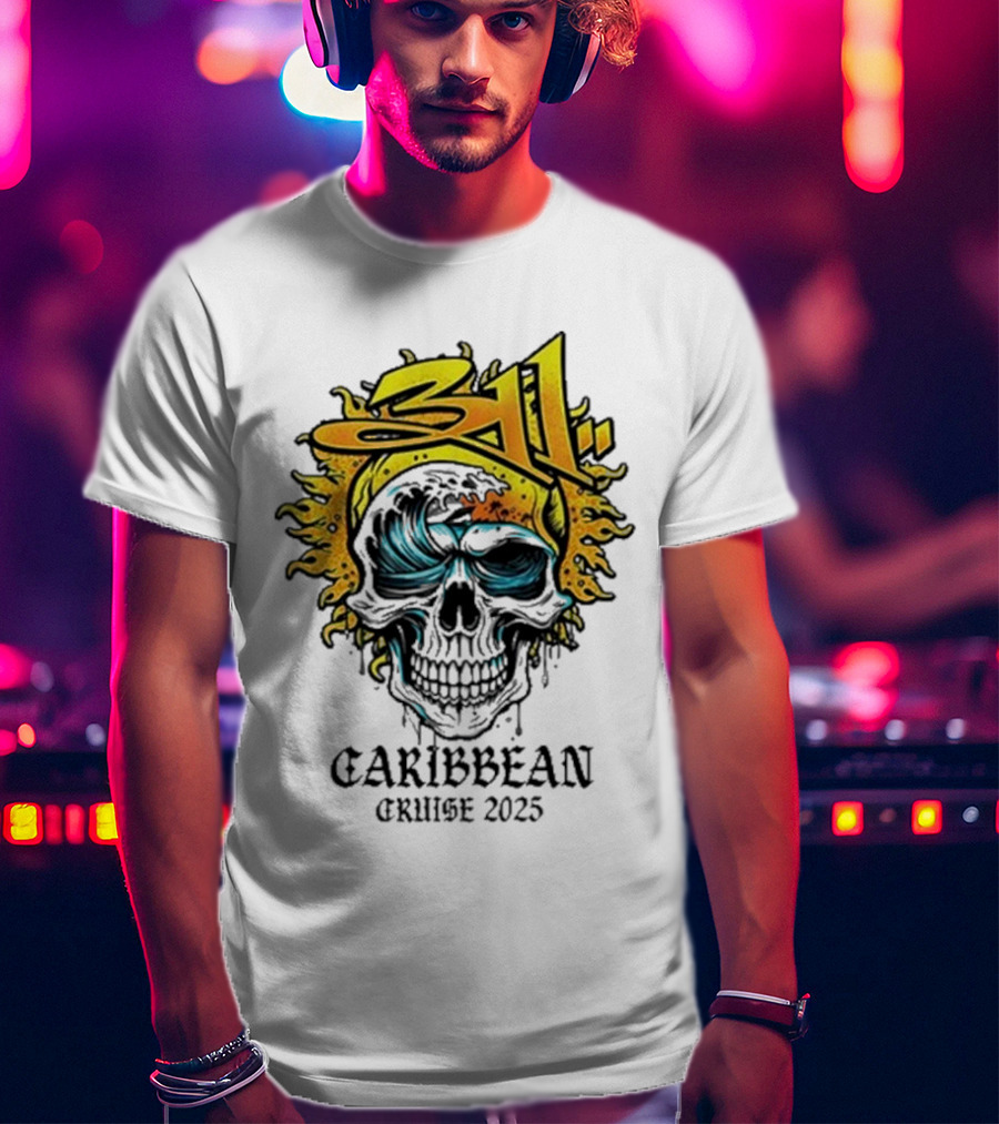 311 Caribbean Cruise 2025 Skull Wave T-Shirt