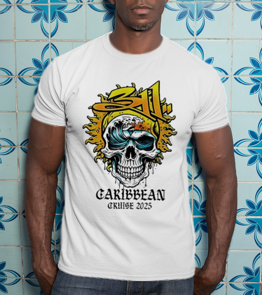 311 Caribbean Cruise 2025 Skull Wave T-Shirt
