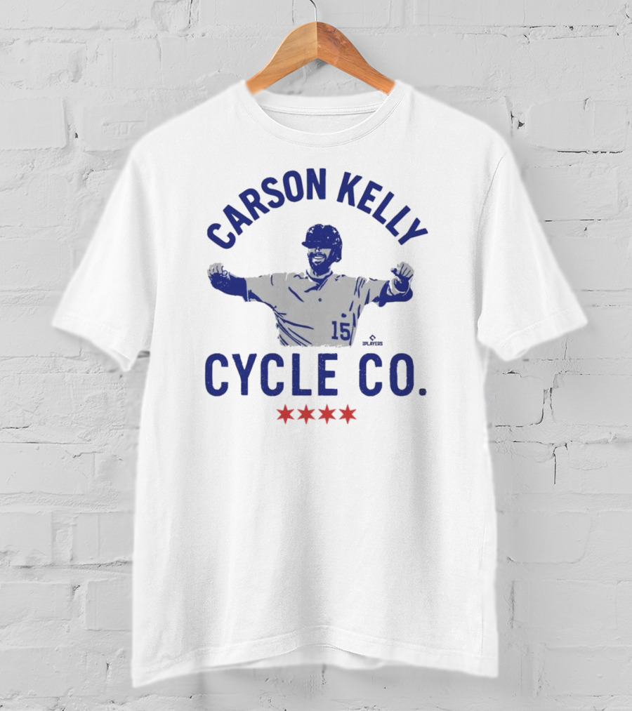 Carson Kelly Cycle Co MLBPA Number 15 Baseball Star Iconic Red Stars Theme T-Shirt