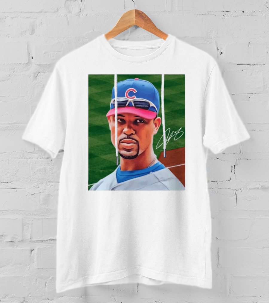 Chicago Cubs Derrek Lee Signature Portrait With Cap And Sunglasses T-Shirt