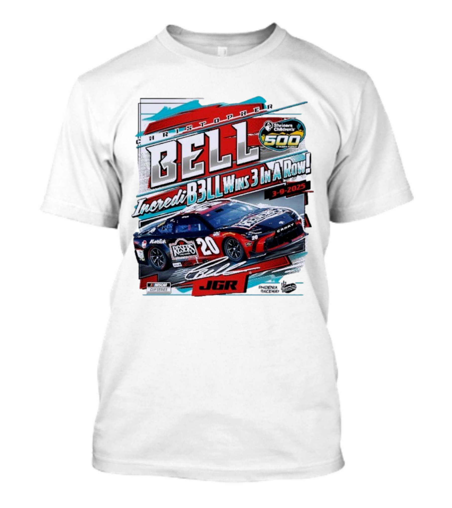 Christopher Bell Wins 3 In A Row Shriners Children’s 500 Race 2025 NASCAR Cup Series JGR T-Shirt