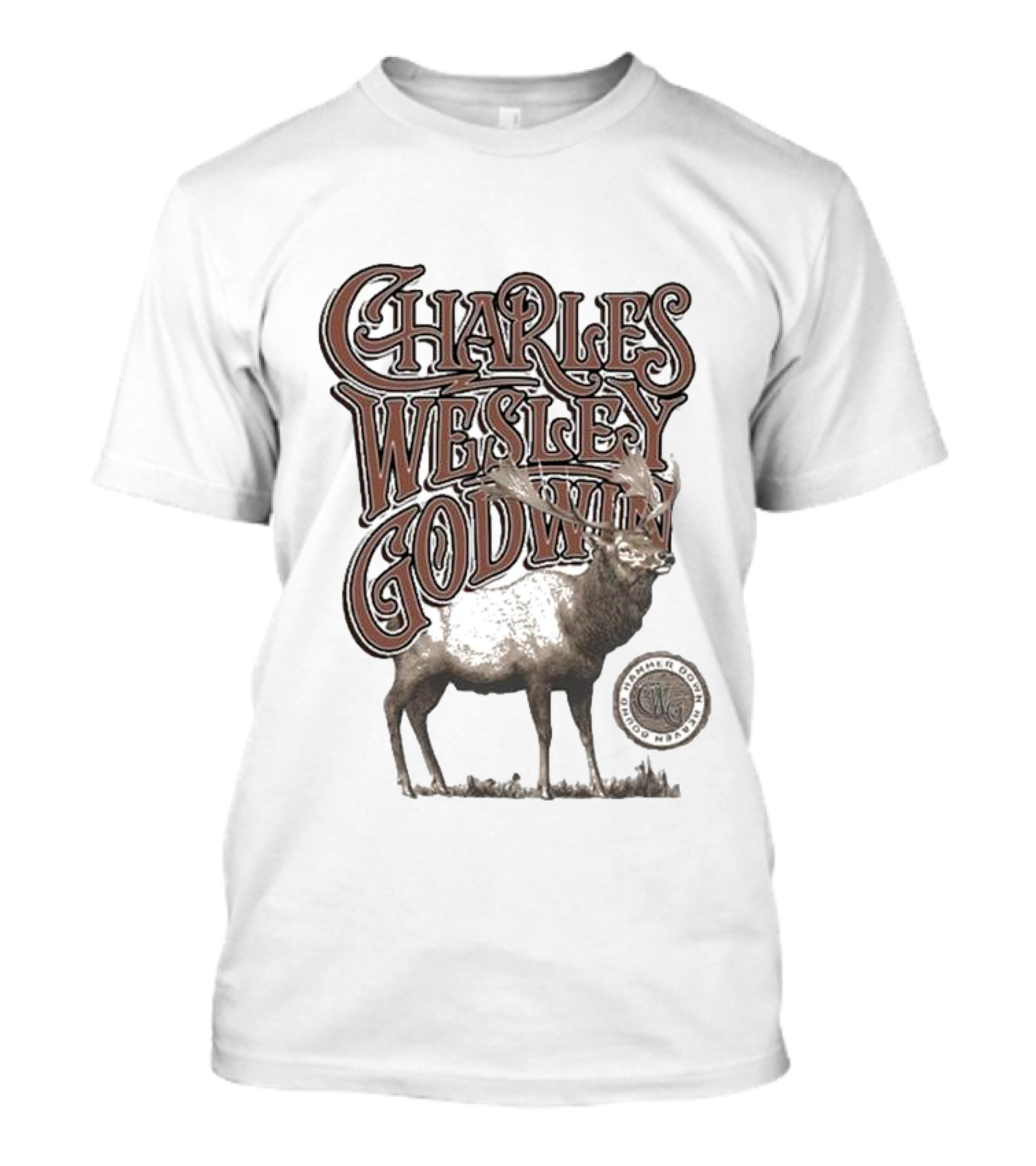 Charles Wesley Godwin Elk Lonely Mountain Town T-Shirt
