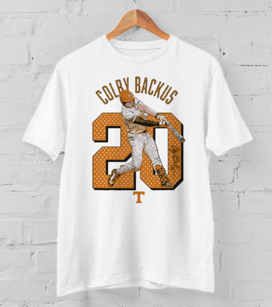 Colby Backus 20 Tennessee Vols NCAA Baseball Signature T-Shirt