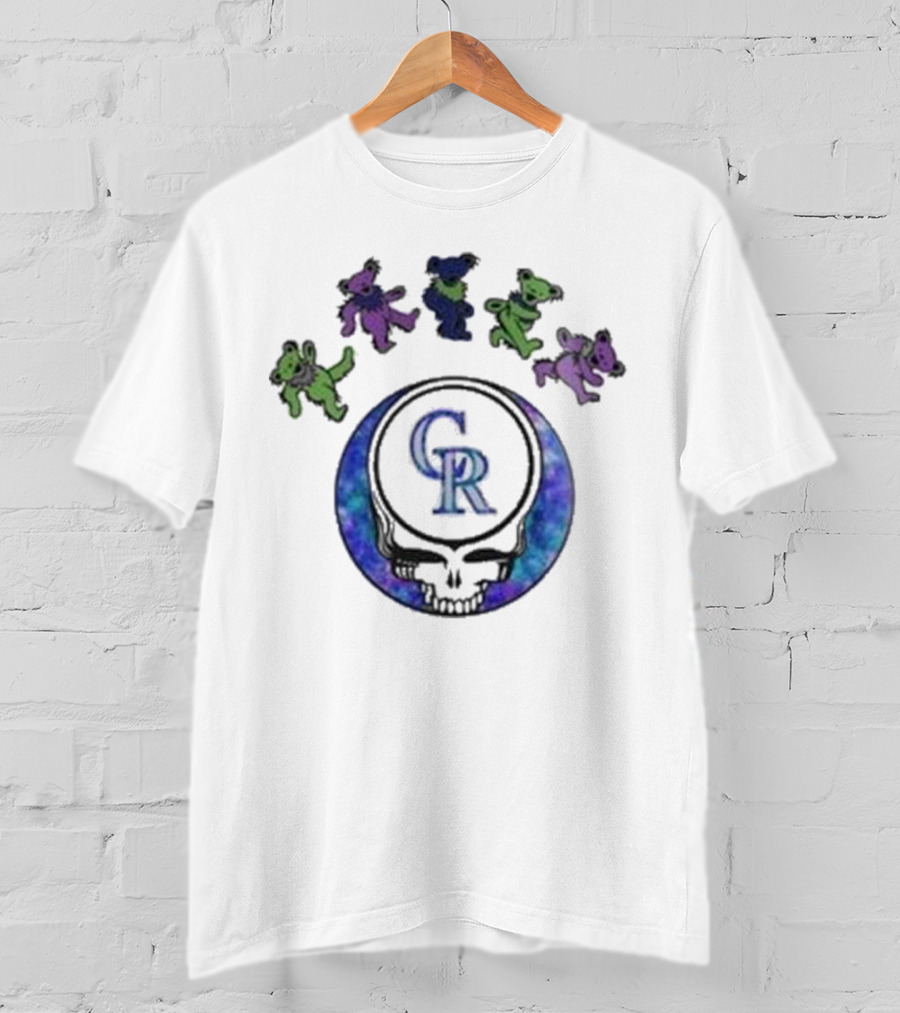 Colorado Rockies 2025 Grateful Dead Night Skull With Dancing Bears Baseball Event T-Shirt