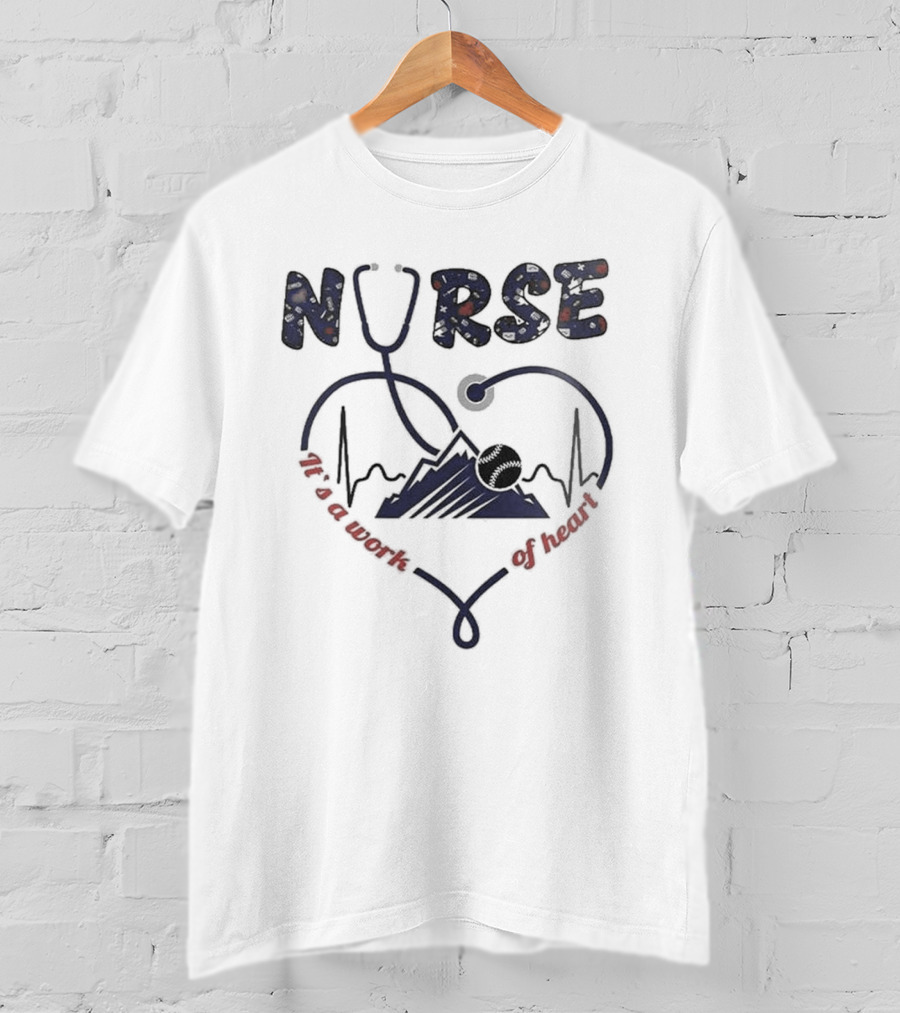 Colorado Rockies Nurses Appreciation Night 2025 Nurse Heartbeat Stethoscope Baseball T-Shirt