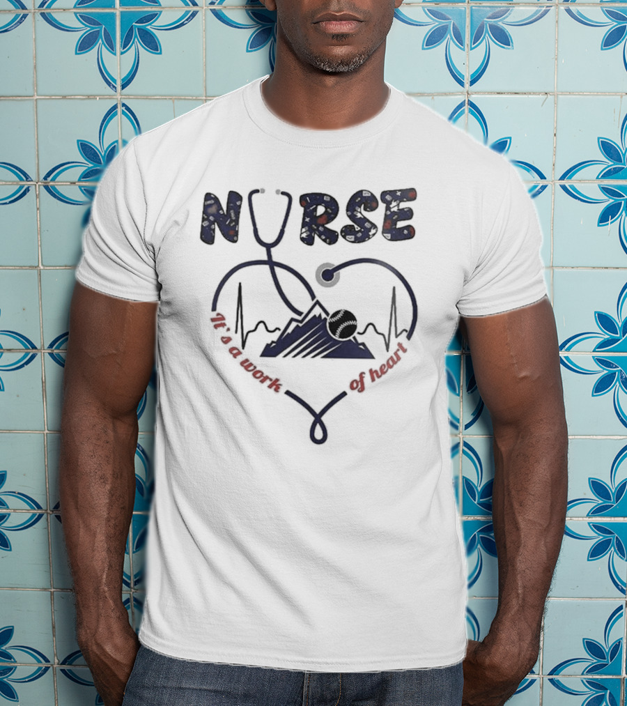Colorado Rockies Nurses Appreciation Night 2025 Nurse Heartbeat Stethoscope Baseball T-Shirt