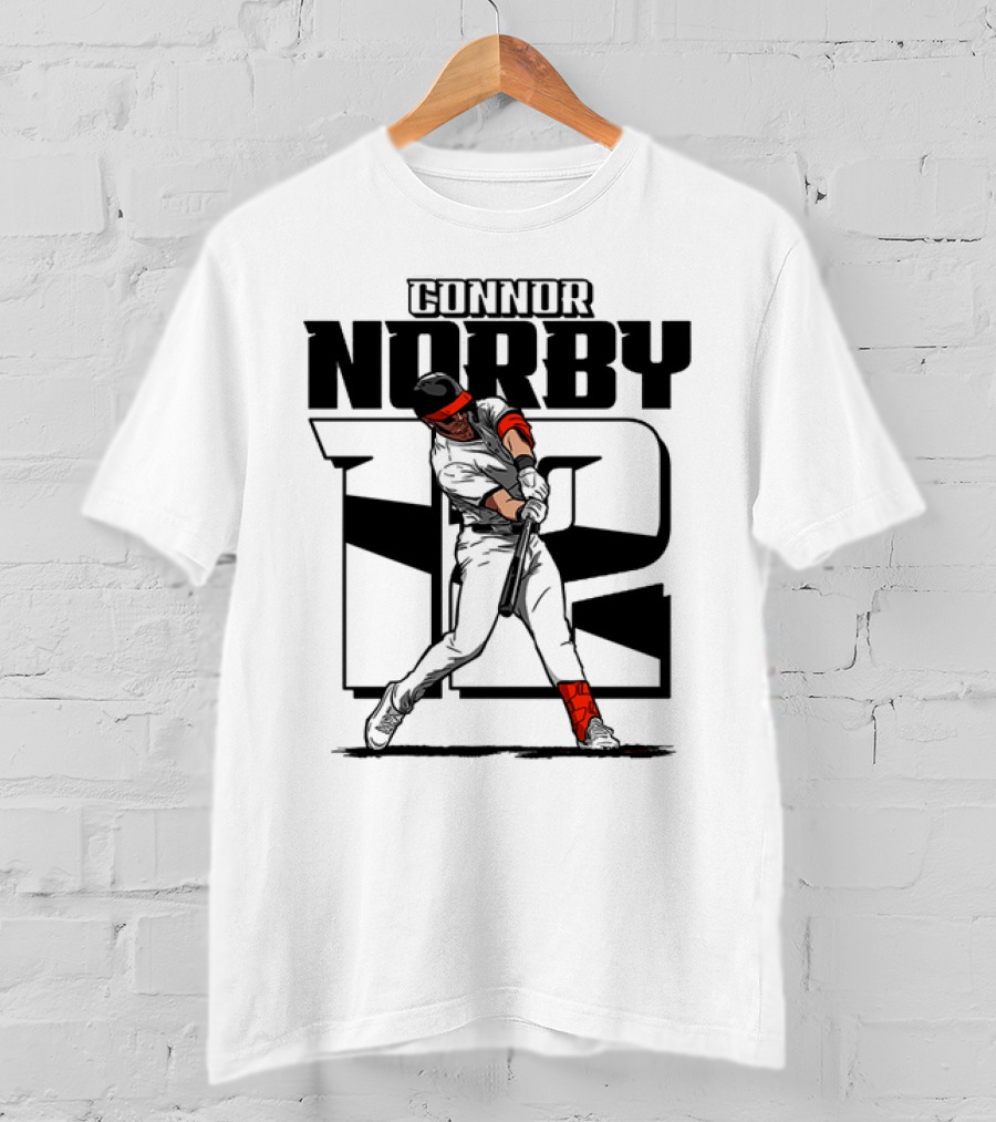 Solid Black Silhouette Baseball Connor Norby #12 Orioles Player T-Shirt