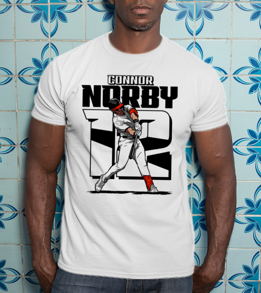 Solid Black Silhouette Baseball Connor Norby #12 Orioles Player T-Shirt