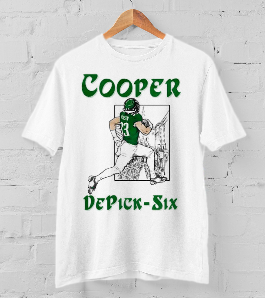 Cooper DePick-Six Cooper Philadelphia Eagles Football Player Illustration T-Shirt