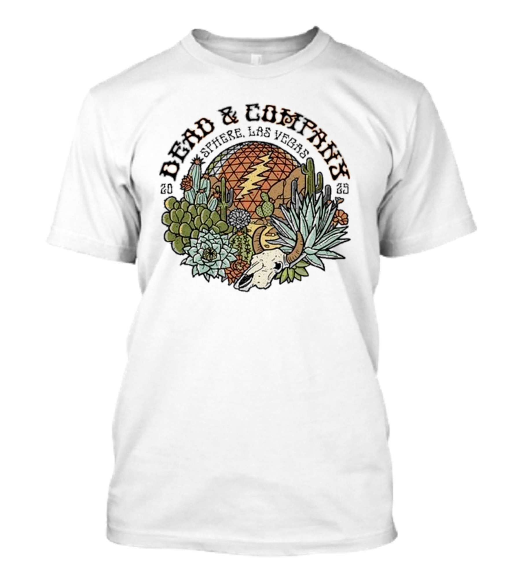 Dead & Company March 2025 Sphere Las Vegas NV Cactus Lightning Bolt T-Shirt