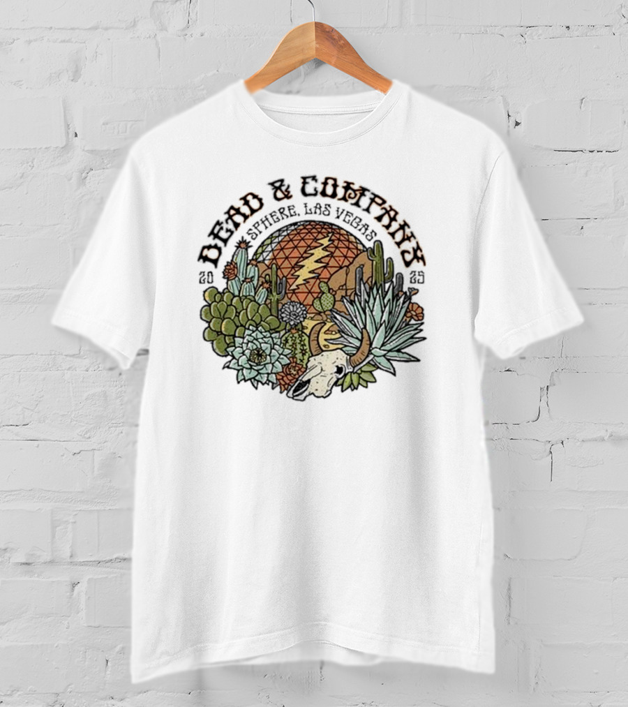 Dead & Company March 2025 Sphere Las Vegas NV Cactus Lightning Bolt T-Shirt
