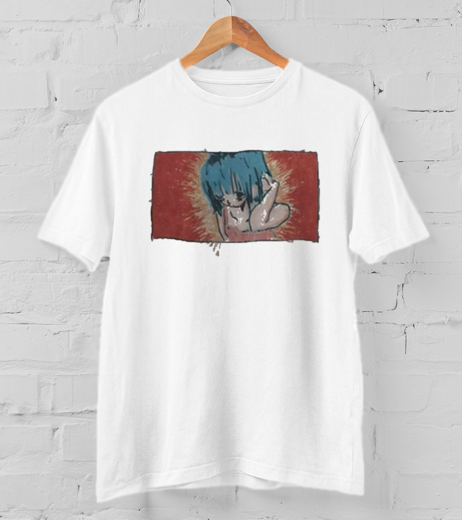 Kuru Blue-Haired Apparition Red Background Deadair T-Shirt