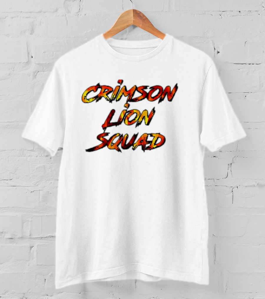 Crimson Lion Squad Fiery Bold Text Style T-Shirt