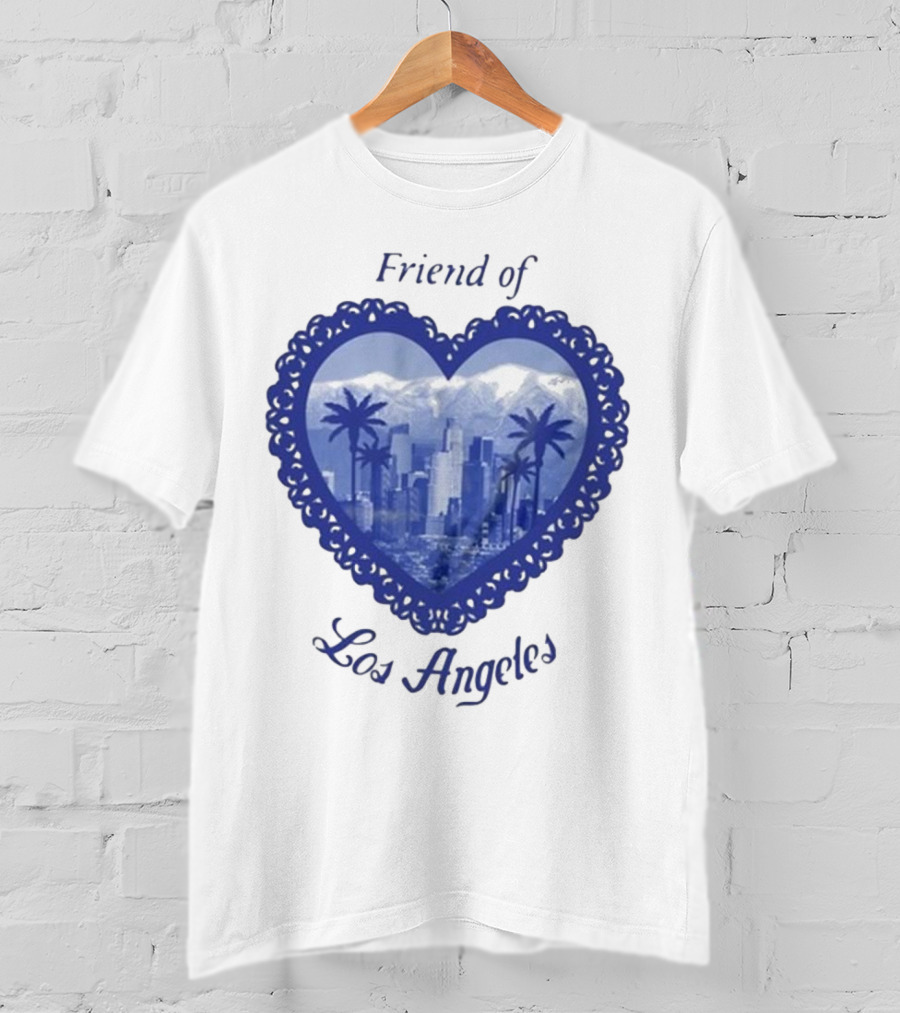 Friend Of Los Angeles Crooked Jon Lovett Heart Skyline Palms T-Shirt