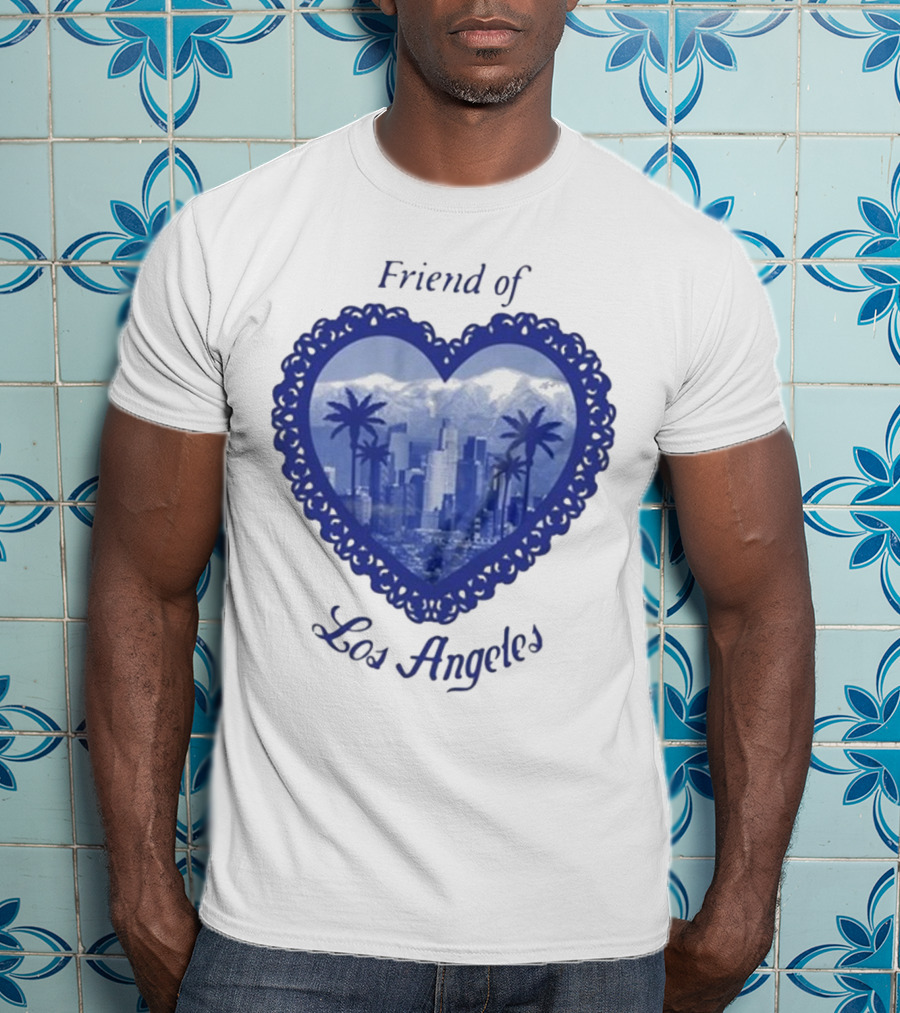 Friend Of Los Angeles Crooked Jon Lovett Heart Skyline Palms T-Shirt