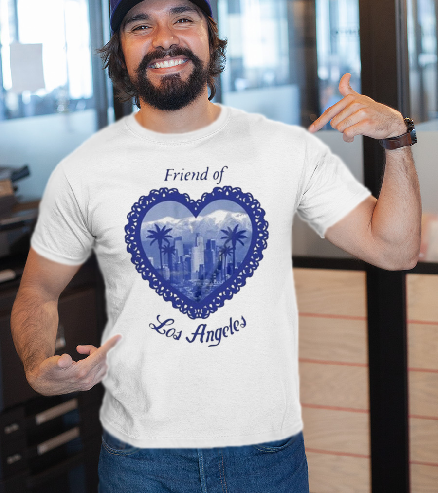 Friend Of Los Angeles Crooked Jon Lovett Heart Skyline Palms T-Shirt