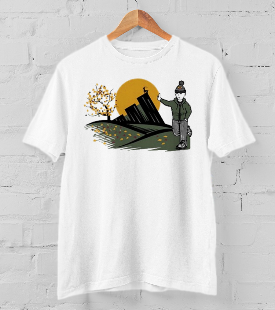 Daft Laddie Autumn Outdoors Skyline With Person Walking T-Shirt