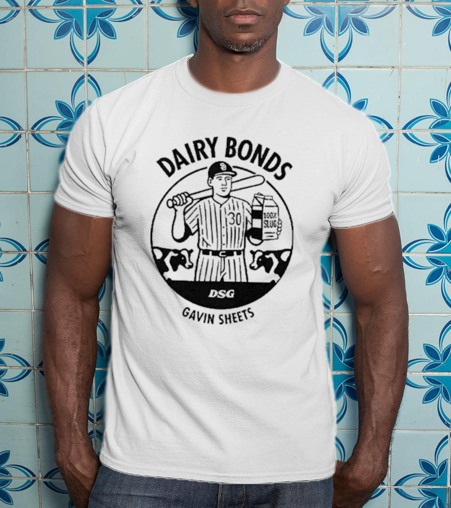 Dairy Bonds Gavin Sheets Baseball Cartoon With Bat And Milk Jug T-Shirt