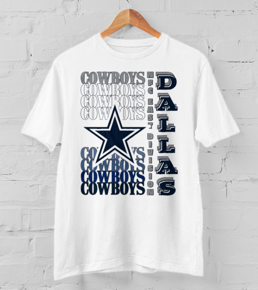 Dallas Cowboys NFC East Division Star Graphics Cowboys Text Pattern T-Shirt