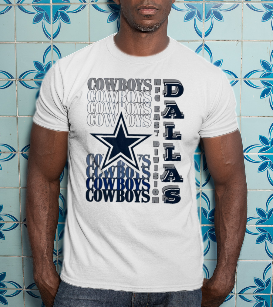 Dallas Cowboys NFC East Division Star Graphics Cowboys Text Pattern T-Shirt