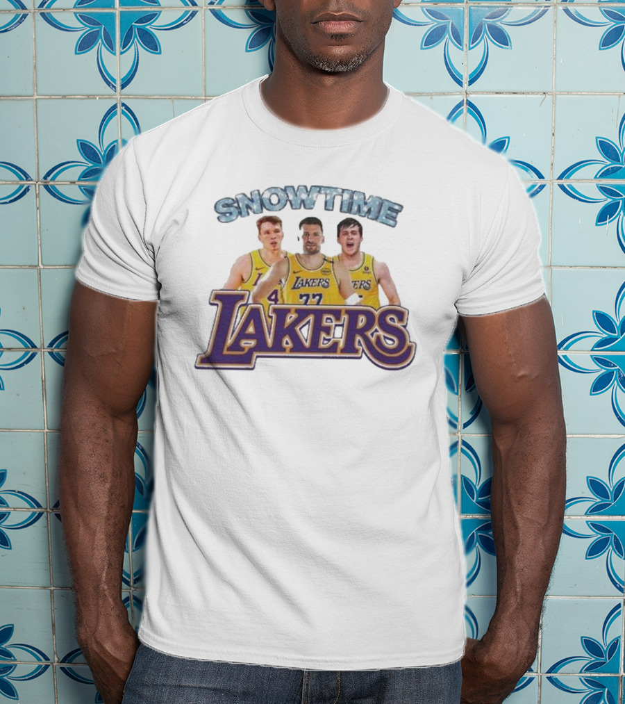 Los Angeles Lakers Snowtime Players Dalton Knecht Austin Reaves Luka Doncic T-Shirt