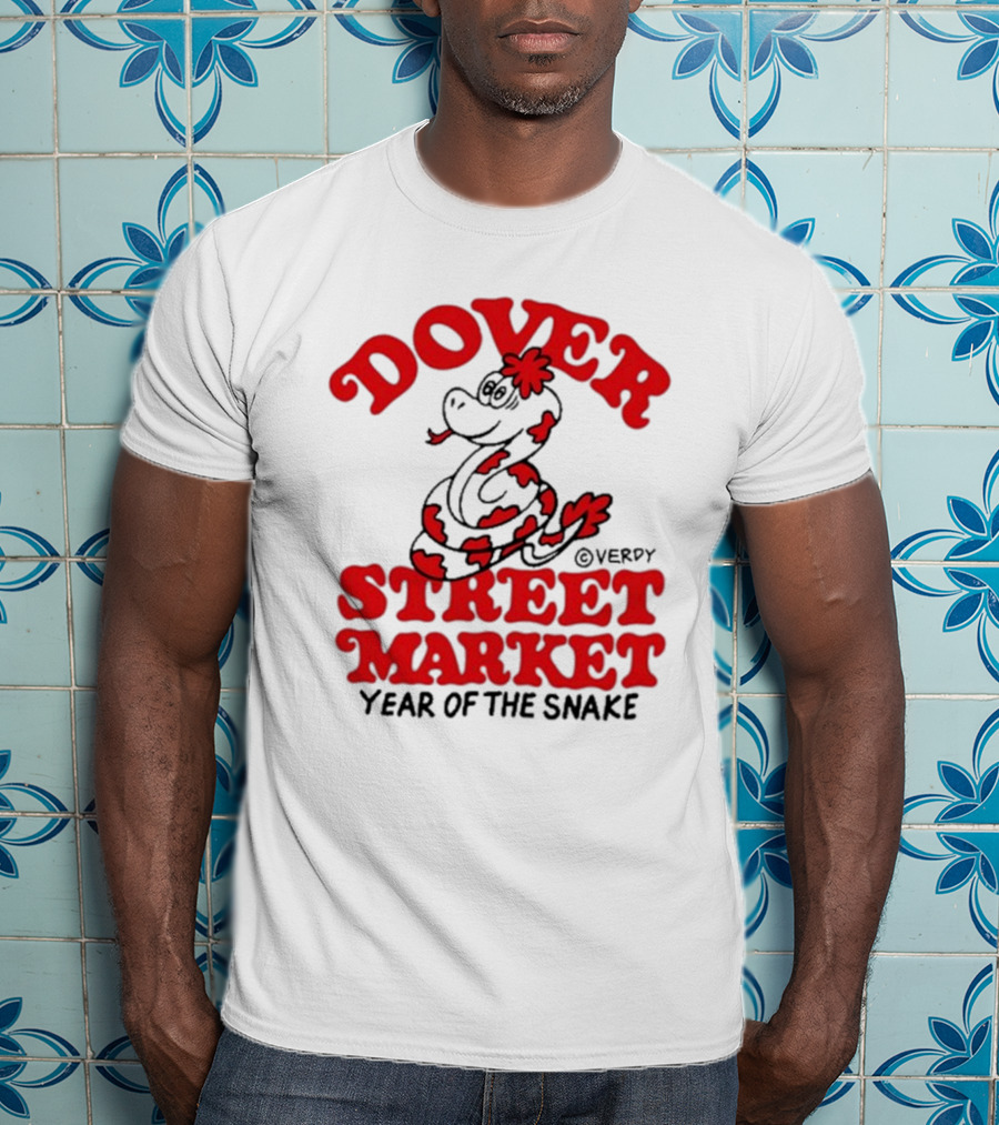 Dover Street Market X Year Of The Snake Red Text Desempacados Verdy Collaboration T-Shirt