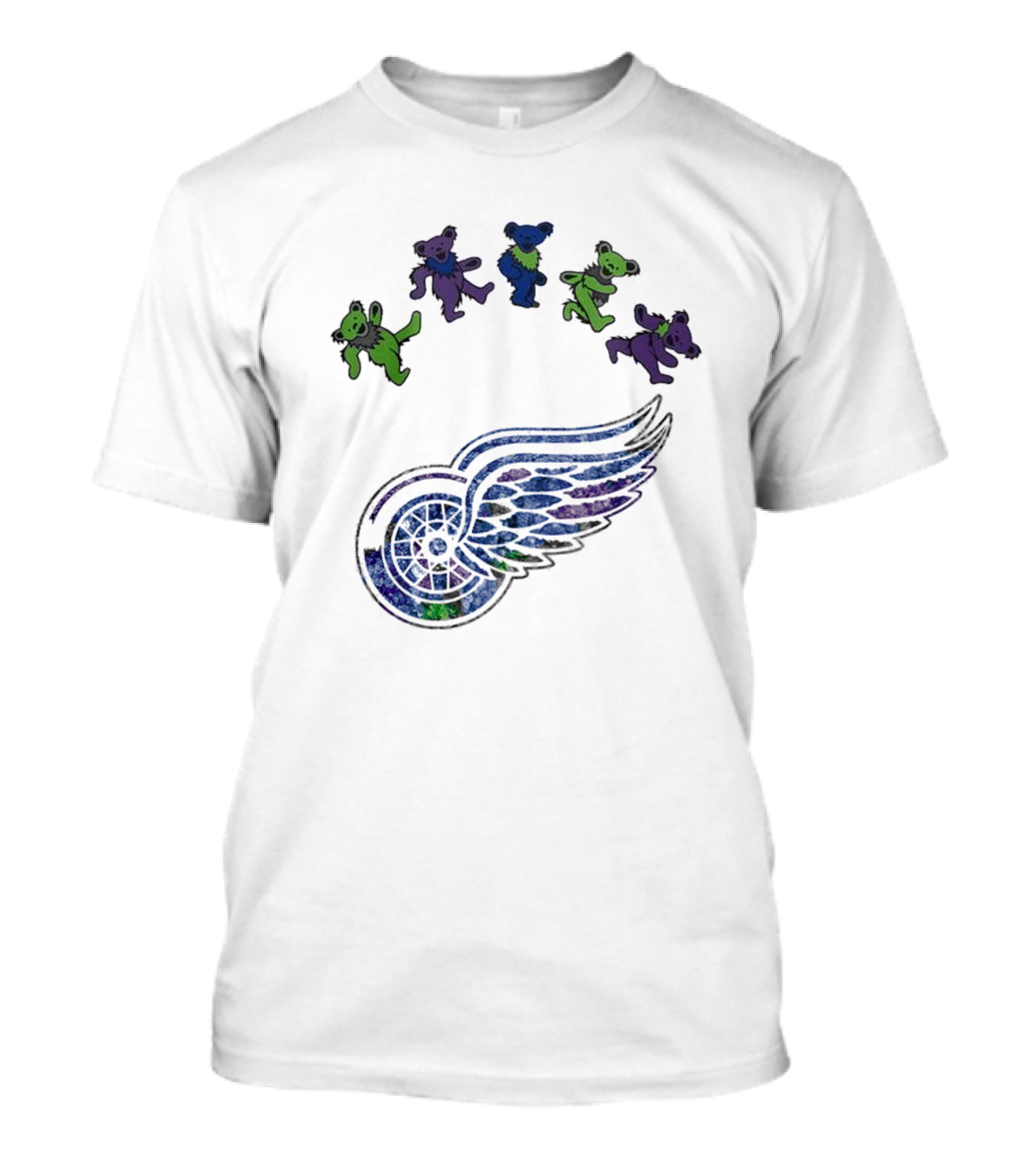 Detroit Red Wings NHL Grateful Dead Night 2025 Dancing Bears Winged Wheel T-Shirt