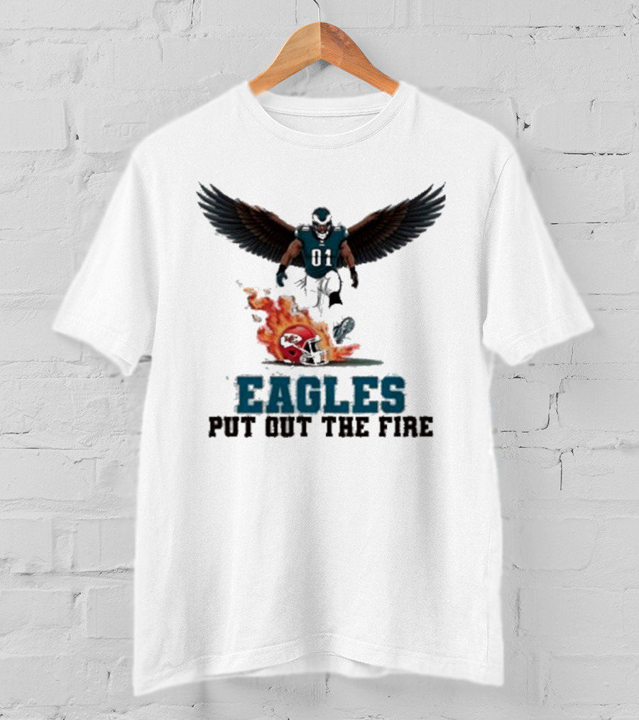 Eagles 01 Player Crushes Flaming Helmet T-Shirt