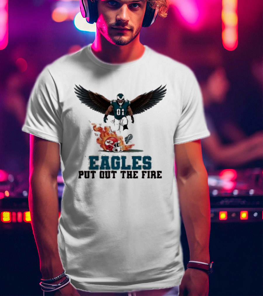 Eagles 01 Player Crushes Flaming Helmet T-Shirt