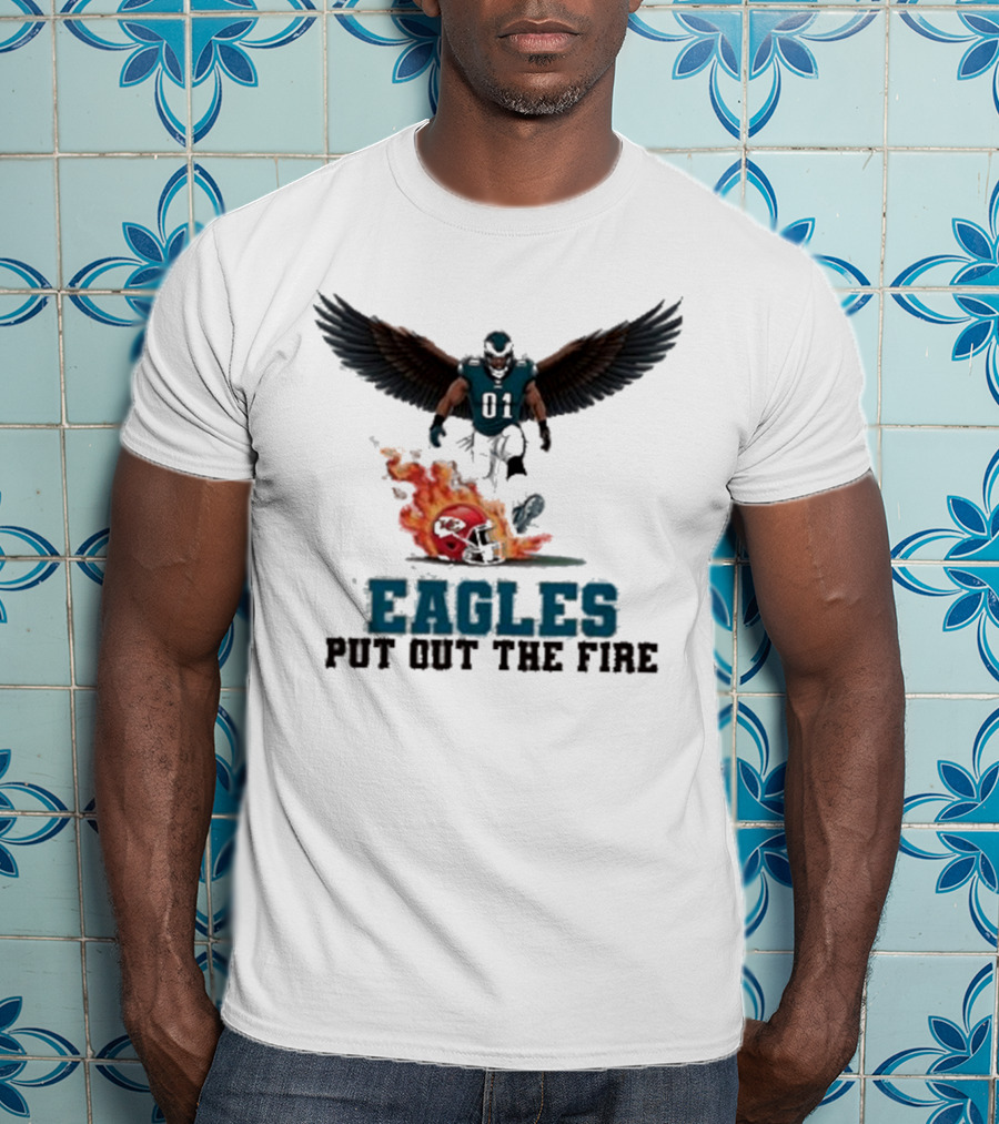 Eagles 01 Player Crushes Flaming Helmet T-Shirt