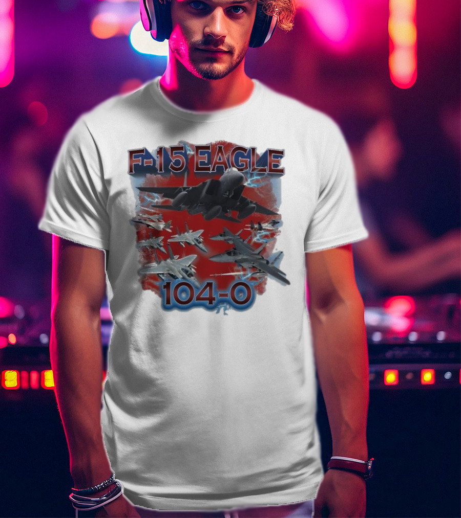 F-15 Eagle 104-0 Fighter Jet Lightning Squadron T-Shirt