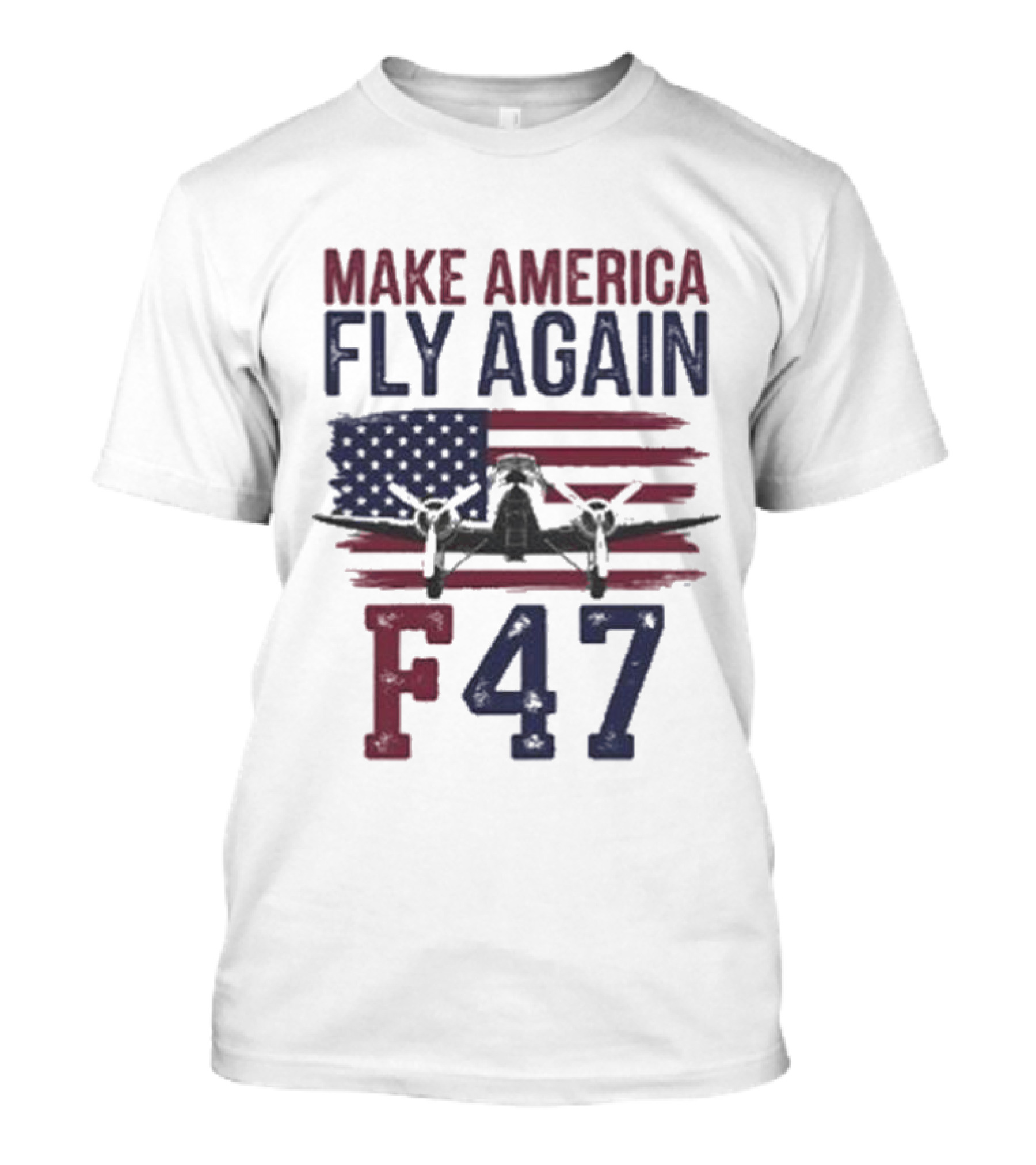 Make America Fly Again F47 Fighter Jet US Flag T-Shirt
