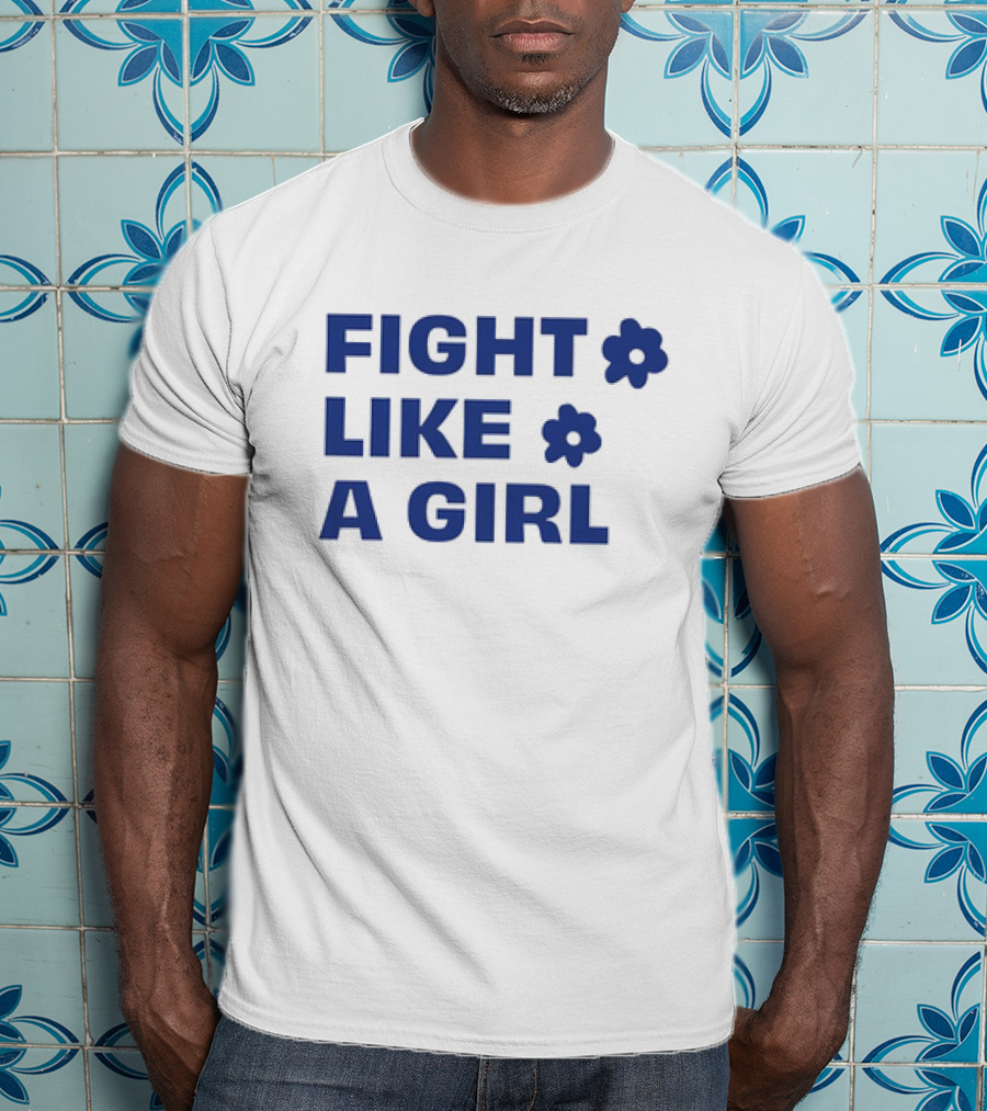 FIGHT LIKE A GIRL WITH FLOWER SYMBOLS T-Shirt