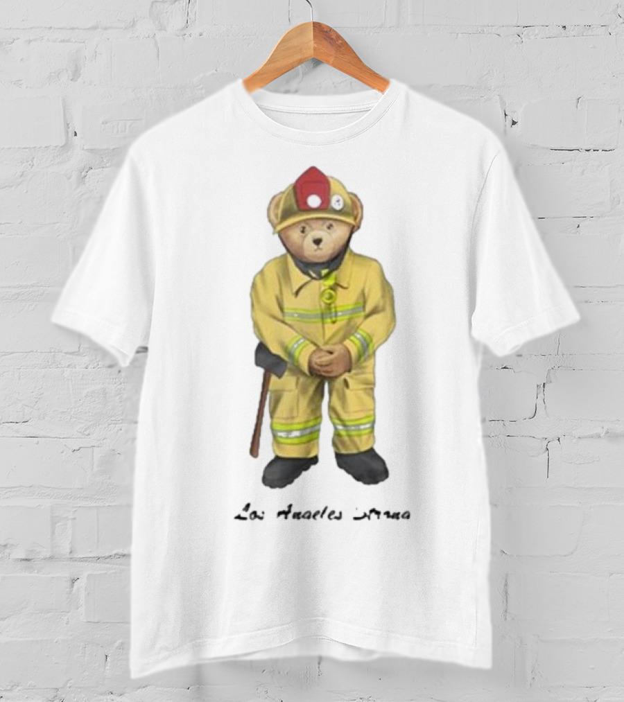 Firefighter Bear Standing In Uniform With Axe T-Shirt